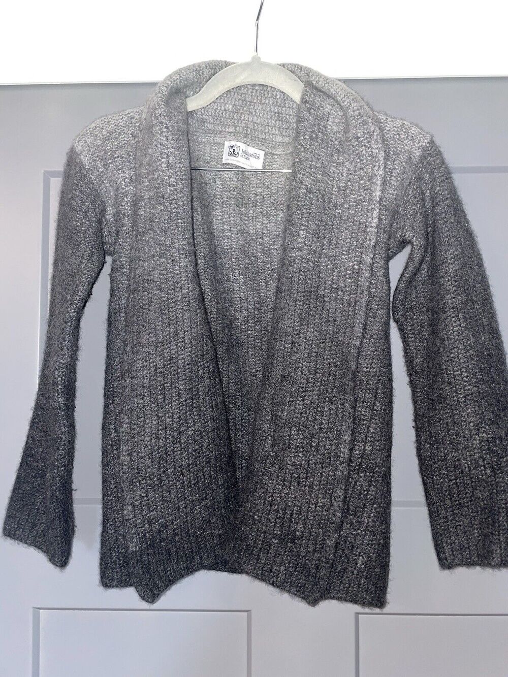 Johnstons Of Elgin Open Front 100% Cashmere Cardigan Sweater Black Ombre Sz XS